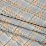 Medium Weight Linen Woven - Sky Blue, Sage Green and Orange Plaid