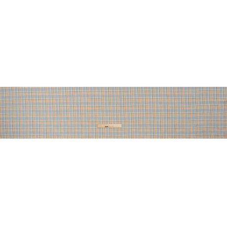 Medium Weight Linen Woven - Sky Blue, Sage Green and Orange Plaid