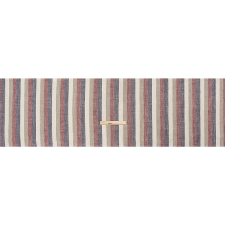 Heavyweight Linen Woven - Beige, Red and Blue Awning Stripes