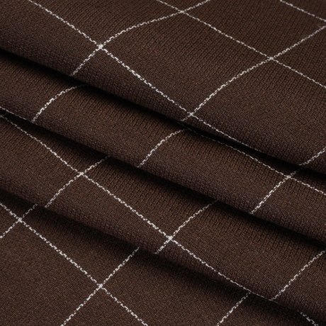 Linen Twill - Chocolate Brown and White Windowpane Check