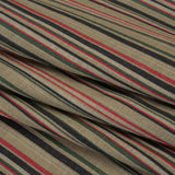 Medium Weight Linen Woven Print - Red, Green and Black Barcode Stripes on Oatmeal