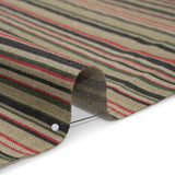 Medium Weight Linen Woven Print - Red, Green and Black Barcode Stripes on Oatmeal