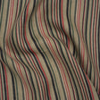 Medium Weight Linen Woven Print - Red, Green and Black Barcode Stripes on Oatmeal