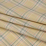 Lightweight Linen Woven - Yellow Beige, Basil Green and Orange Plaid