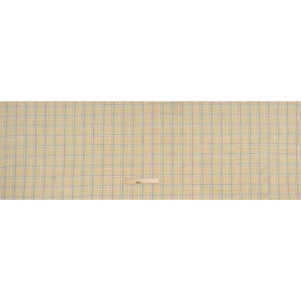 Lightweight Linen Woven - Yellow Beige, Basil Green and Orange Plaid