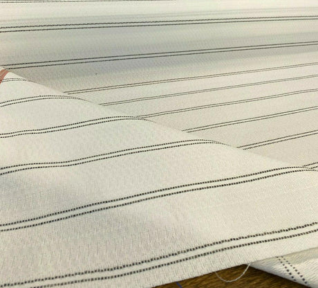 PKL Studio Outdoor Saltbox Stripe Frost White UV Polypropylene Fabric - Frost White Stripe, 54" Width (1 Yard)
