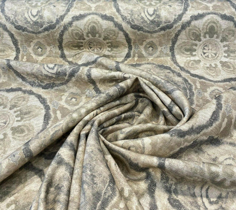 Celestial Orb Viscose Linen Fabric - Pompeii Ethnic Pattern, 54" Width (1 Yard)