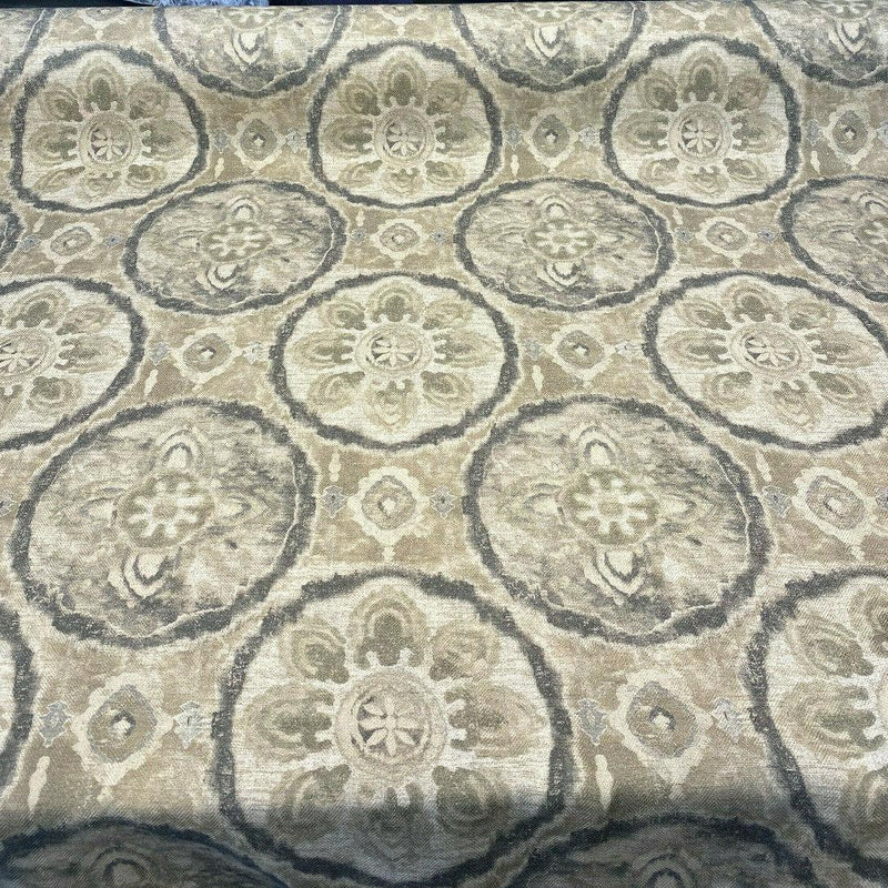 Celestial Orb Viscose Linen Fabric - Pompeii Ethnic Pattern, 54" Width (1 Yard)