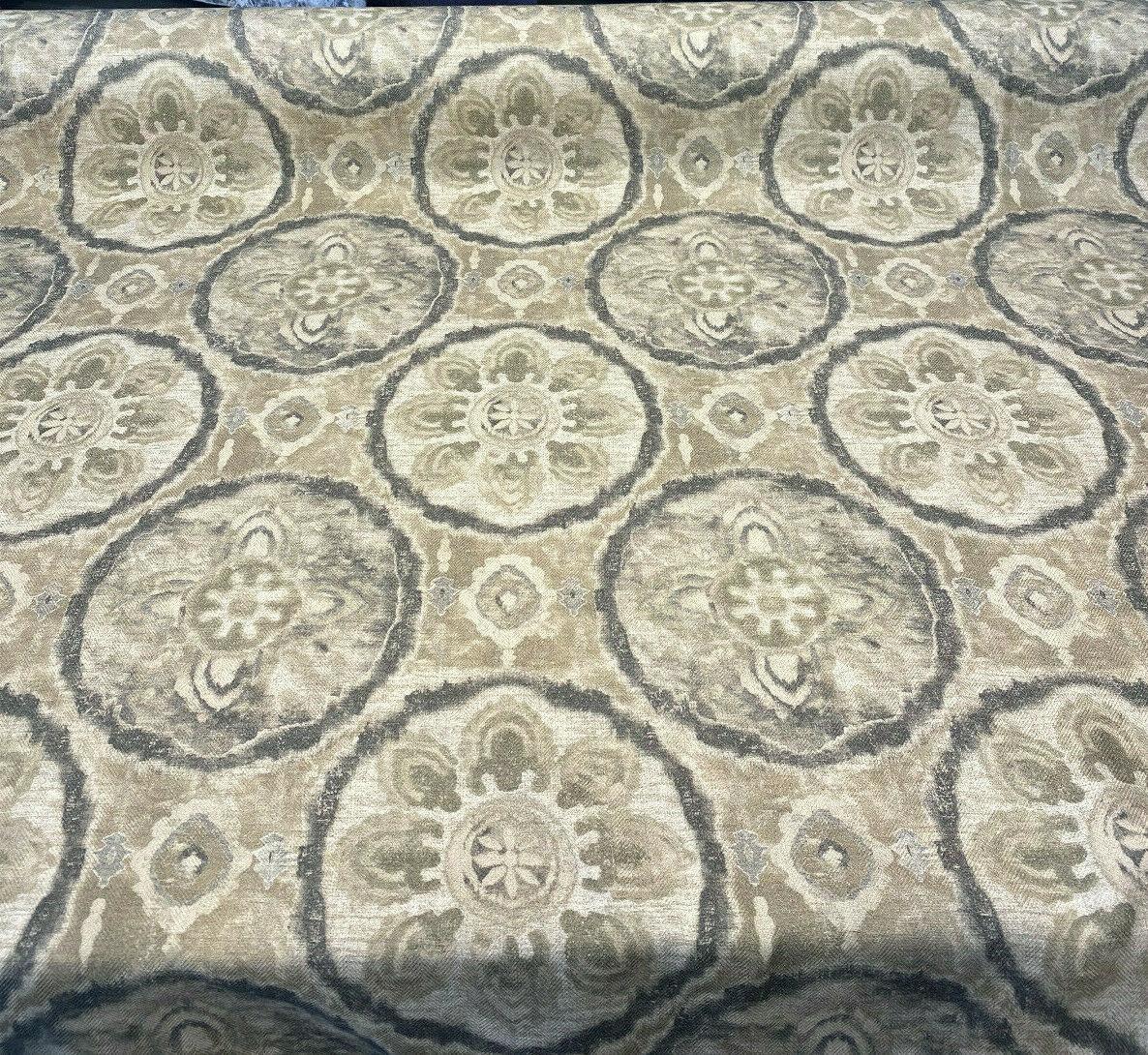 Celestial Orb Viscose Linen Fabric - Pompeii Ethnic Pattern, 54" Width (1 Yard)