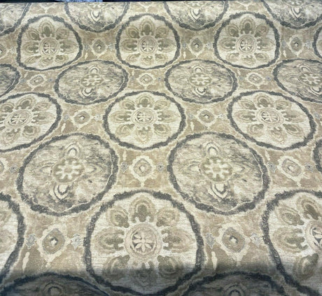 Celestial Orb Viscose Linen Fabric - Pompeii Ethnic Pattern, 54" Width (1 Yard)