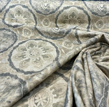 Celestial Orb Viscose Linen Fabric - Pompeii Ethnic Pattern, 54" Width (1 Yard)