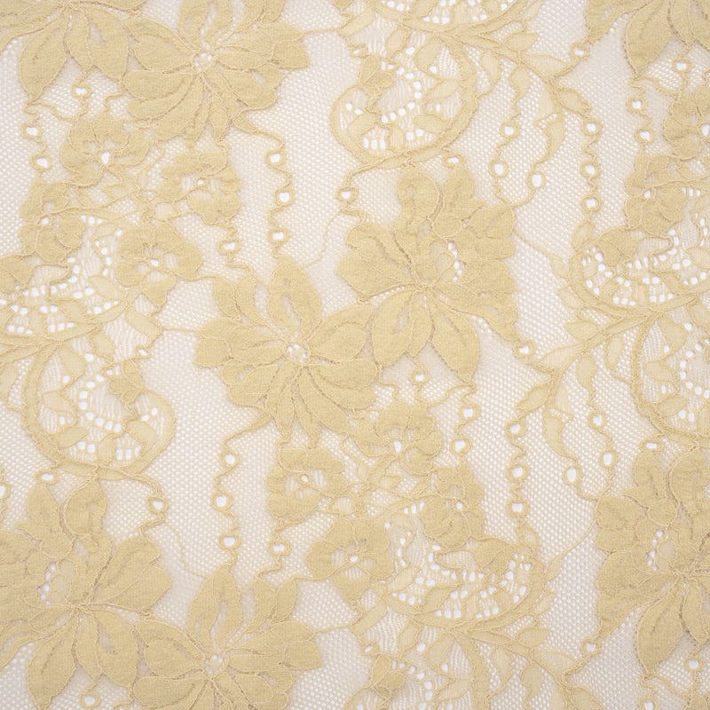 Stretch Corded Lace - Parchment Floral - Famous Australian Designer Deadstock