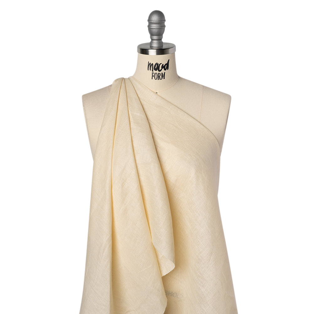 Lightweight Linen Woven - Pale Wheat - Famous Australian Designer Deadstock