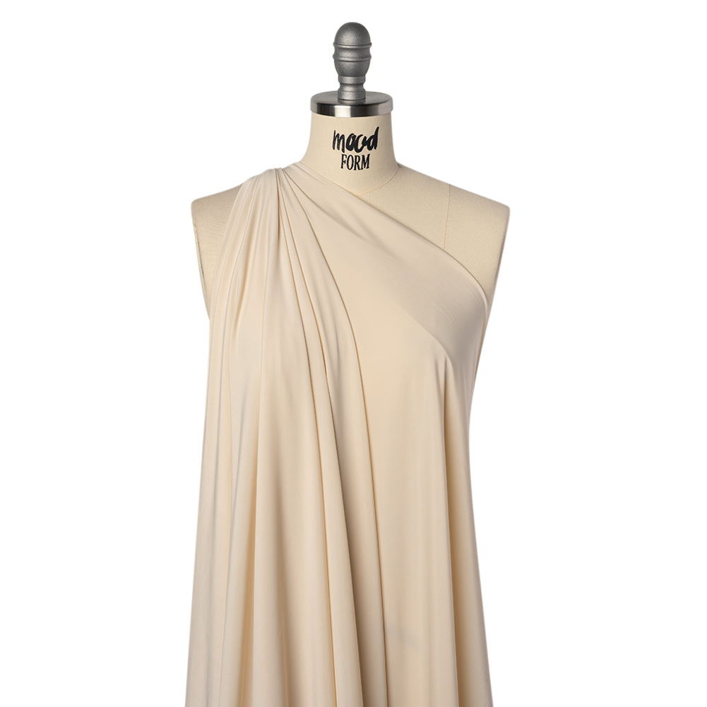 Stretch Polyester Jersey - White Smoke - Famous Australian Designer Deadstock
