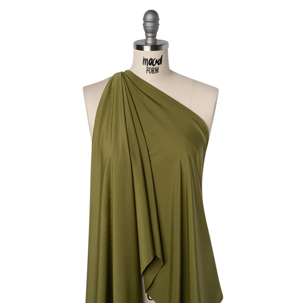Stretch Polyester Jersey - Basil Green - Famous Australian Designer Deadstock