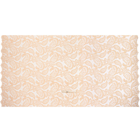 Cotton Blend Re-Embroidered Lace with Scalloped Edges - Dusty Peach Paisley - Famous Australian Famous Australian Designer Deadstock