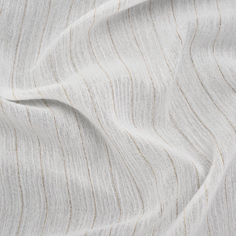 Crinkled Cotton Gauzy Woven with Metallic Pinstripes - White and Gold - Famous Australian Famous Australian Designer Deadstock