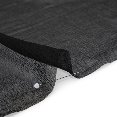 Crinkled Silk Georgette - Black - Famous Australian Designer Deadstock