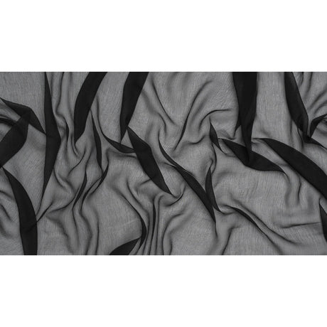 Crinkled Silk Georgette - Black - Famous Australian Designer Deadstock
