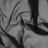 Crinkled Silk Georgette - Black - Famous Australian Designer Deadstock