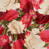 Silk Twill Print - Pink, Red and Ivory Roses - Famous Australian Designer Deadstock