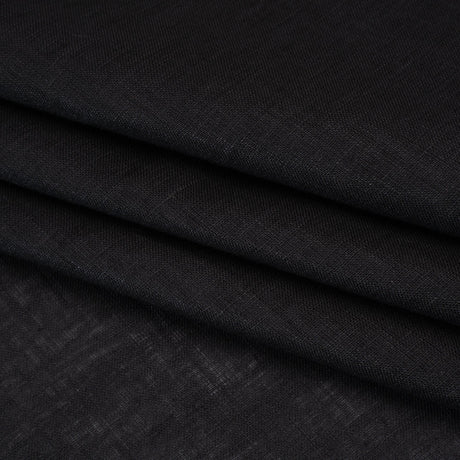 Plain Dyed Lightweight Linen Woven - Black - Famous Australian Designer Deadstock