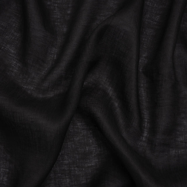 Plain Dyed Lightweight Linen Woven - Black - Famous Australian Designer Deadstock