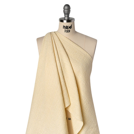 Cotton and Viscose Blend Tweed Woven - Ecru - Famous Australian Designer Deadstock