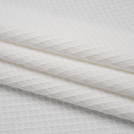 Stretch Cotton Jacquard - White Diamond Lattice - Famous Australian Designer Deadstock