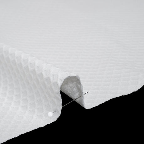 Stretch Cotton Jacquard - White Diamond Lattice - Famous Australian Designer Deadstock