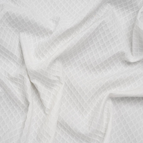 Stretch Cotton Jacquard - White Diamond Lattice - Famous Australian Designer Deadstock