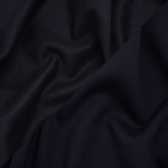 Stretch Blended Virgin Wool and Recycled Polyester Twill Coating - Navy Blue - Famous Australian Designer Deadstock