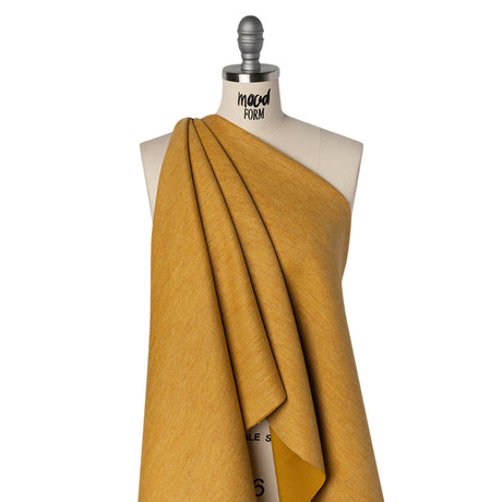 Stretch Blended Virgin Wool and Recycled Polyester Twill Coating - Yellow Ochre Tweed - Famous Australian Designer Deadstock