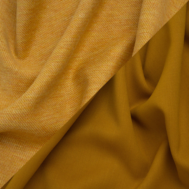Stretch Blended Virgin Wool and Recycled Polyester Twill Coating - Yellow Ochre Tweed - Famous Australian Designer Deadstock