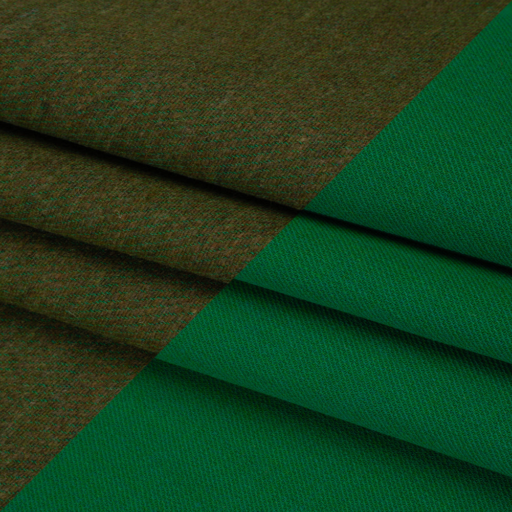 Stretch Blended Virgin Wool and Recycled Polyester Twill Coating - Green Tweed - Famous Australian Designer Deadstock