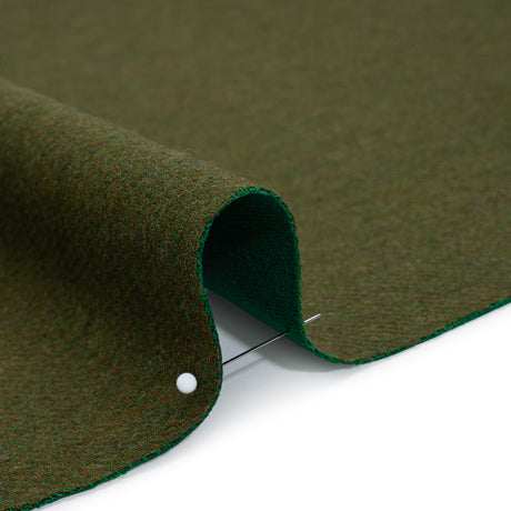 Stretch Blended Virgin Wool and Recycled Polyester Twill Coating - Green Tweed - Famous Australian Designer Deadstock
