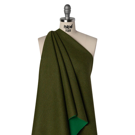 Stretch Blended Virgin Wool and Recycled Polyester Twill Coating - Green Tweed - Famous Australian Designer Deadstock