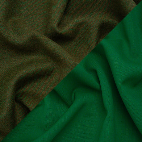 Stretch Blended Virgin Wool and Recycled Polyester Twill Coating - Green Tweed - Famous Australian Designer Deadstock