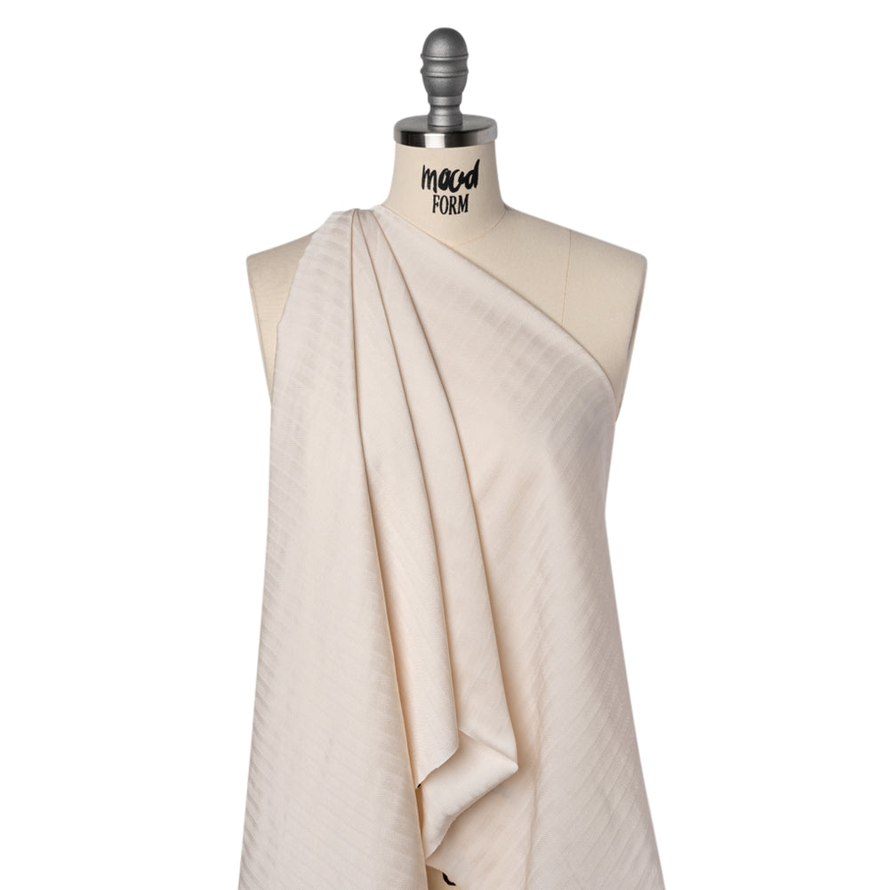 Fluid Rayon Twill - Cream Herringbone Stripes - Famous Australian Designer Deadstock