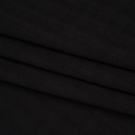 Fluid Rayon Twill - Black Herringbone Stripes - Famous Australian Designer Deadstock