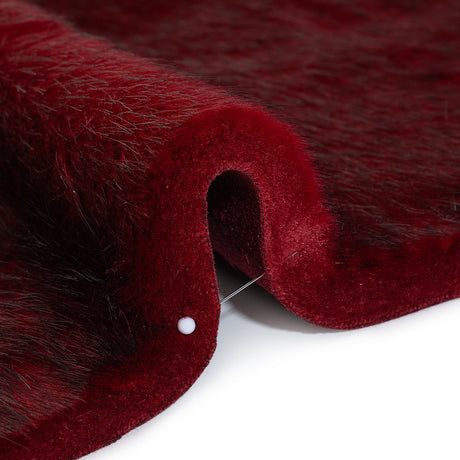Plush Medium Pile Faux Fur - Dark Red - Famous Australian Designer Deadstock
