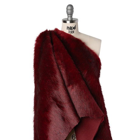 Plush Medium Pile Faux Fur - Dark Red - Famous Australian Designer Deadstock