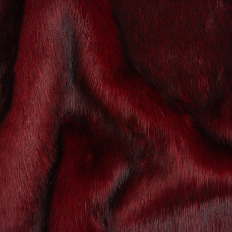 Plush Medium Pile Faux Fur - Dark Red - Famous Australian Designer Deadstock