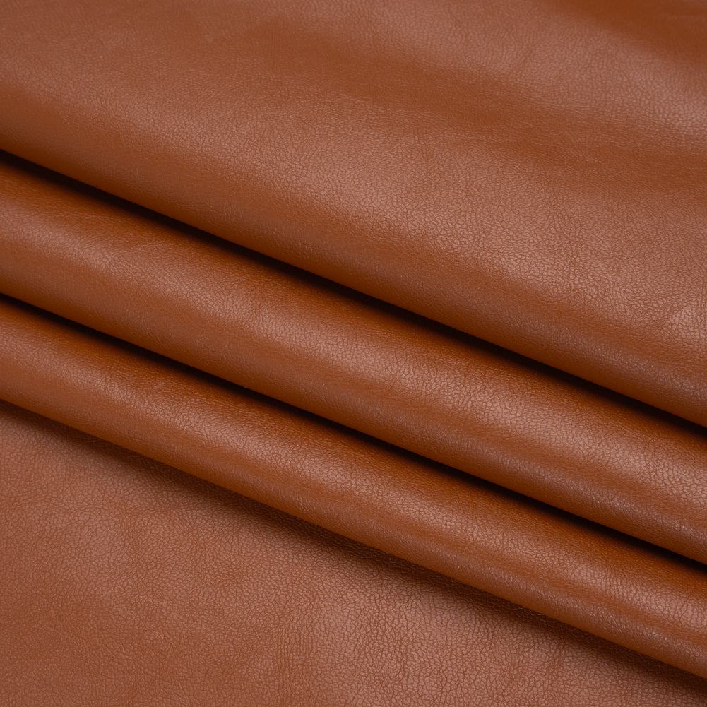 Stretch Faux Leather with Brushed Faux Suede Backing - Glazed Ginger Brown - Famous Australian Designer Deadstock