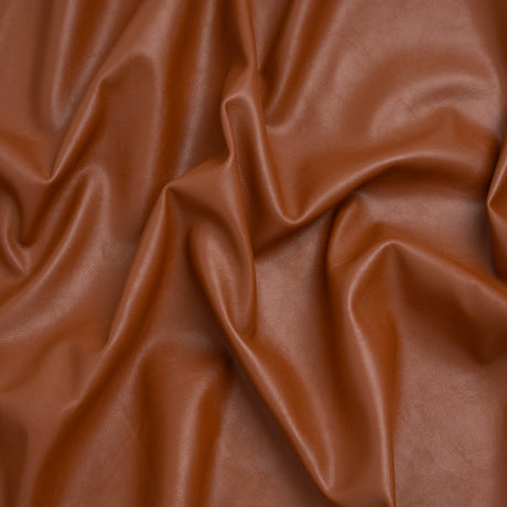 Stretch Faux Leather with Brushed Faux Suede Backing - Glazed Ginger Brown - Famous Australian Designer Deadstock