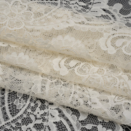 Cotton Blend Re-Embroidered Lace - Cream Floral Paisley - Famous Australian Designer Deadstock