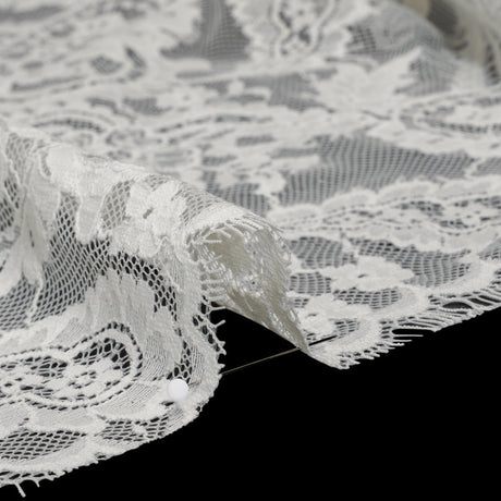 Cotton Blend Re-Embroidered Lace - Cream Floral Paisley - Famous Australian Designer Deadstock