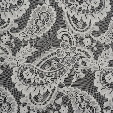 Cotton Blend Re-Embroidered Lace - Cream Floral Paisley - Famous Australian Designer Deadstock