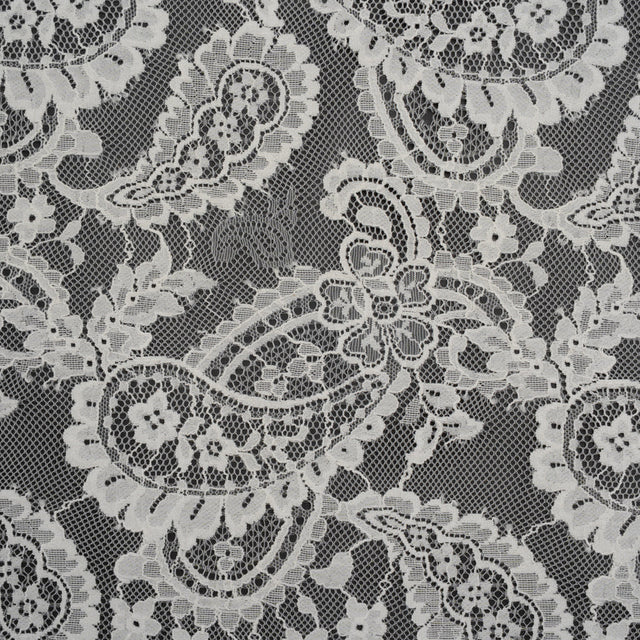 Cotton Blend Re-Embroidered Lace - Cream Floral Paisley - Famous Australian Designer Deadstock