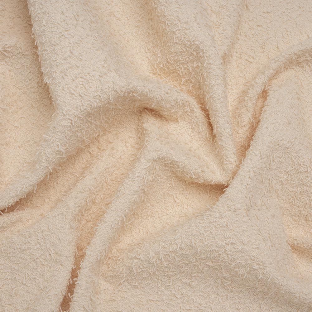 Stretch Cotton Blend Boucle - Cream Pink - Famous Australian Designer Deadstock